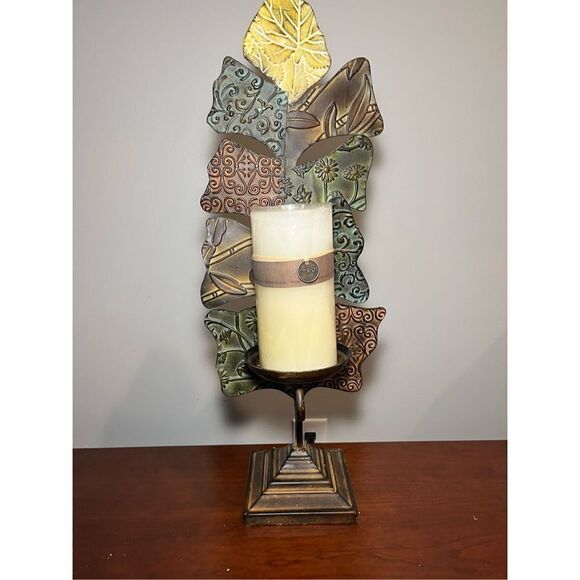 Elegant Metal Leaf Candle Holder - Picture 3 of 9